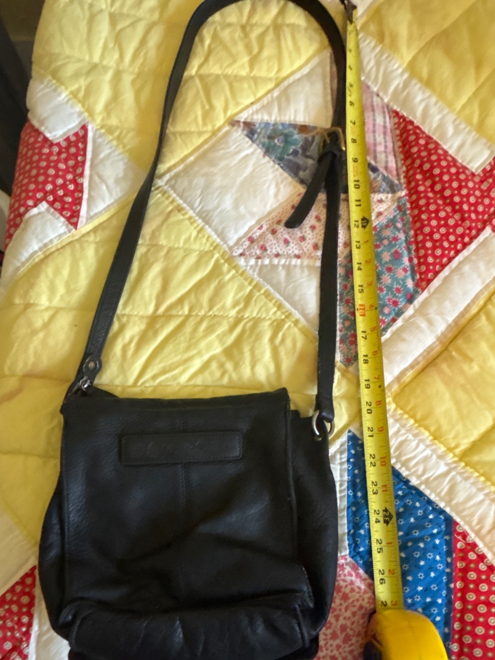 Fossil Black Leather Crossbody with Front Pocket & Key Charm - Picture 6 of 9